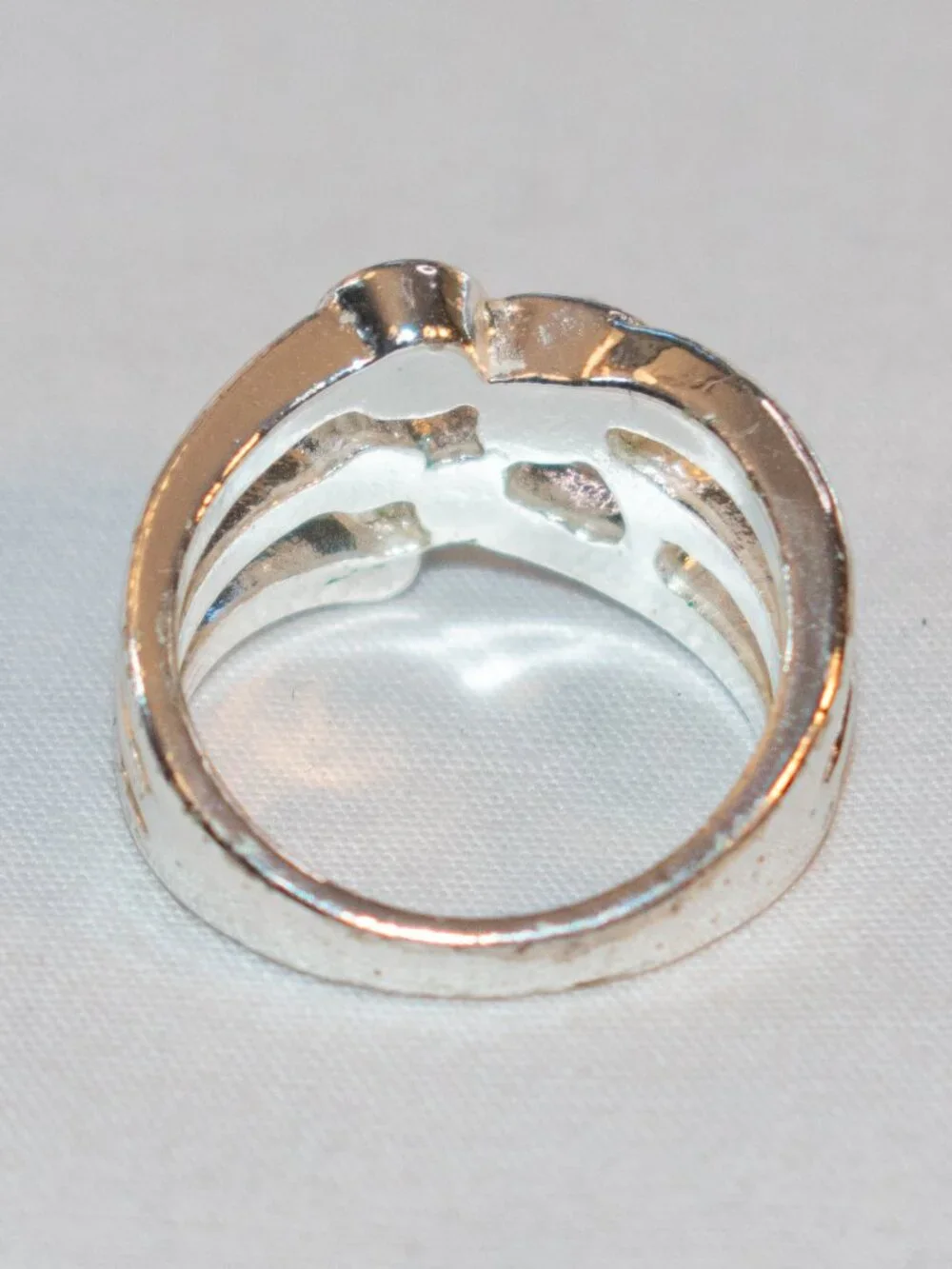 Silver Tone Cluster Ring with Pink Stones US 7